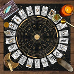 tapis tarot zodiaque astrologique cartes tarot noir violet bleu marine moderne mystique geométrique
