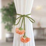 rideau polonais blanc fleurs coton moderne elastic band attache pompon