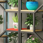 étagère modulaire métal bois industriel plantes d'intérieur pots fleurs blanc