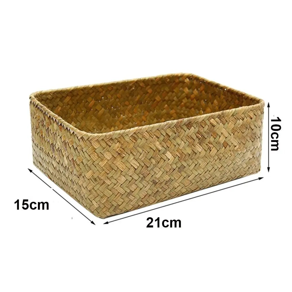 paniers tissés naturels rustiques empilables rangement maison cosmétiques fruits multipurpose