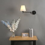 lampe murale moderne bras articulé or noir abatjour blanc éclairage quotidien chambre entrée