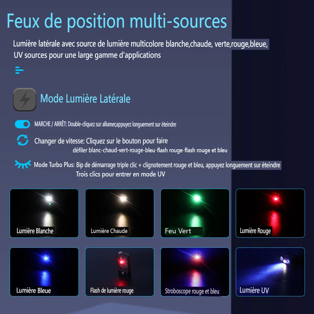 lampe torche multifonction rechargeable led noire aimant lumière uv portable pratique