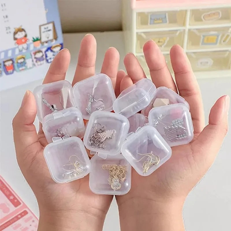 boîtes rangement transparentes plastique clips bijoux transport modernes pratiques petites