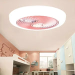 ventilateur moderne télécommande lumineux blanc rose or bleu marron grille opacité invisible