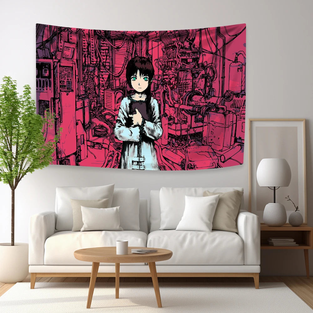 tapisserie murale anime décor chambre salon tissu artistique violet rose moderne grande décoration intérieure