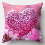housse coussin décorative rose pâle coeurs brillants motif floral romantique 45x45 cmversible opaques