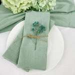 serviettes table 100% coton vert foncé bleu clair vert pastel blanc texture lin classique