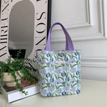 sac provisions toile multicolore fleurs moderne sans fermeture éclair poignées pique nique étudiant lunch
