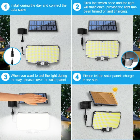 lampes solaires led détecteur mouvement ip65 étanches modernes adhésives extérieures jardins sécurité