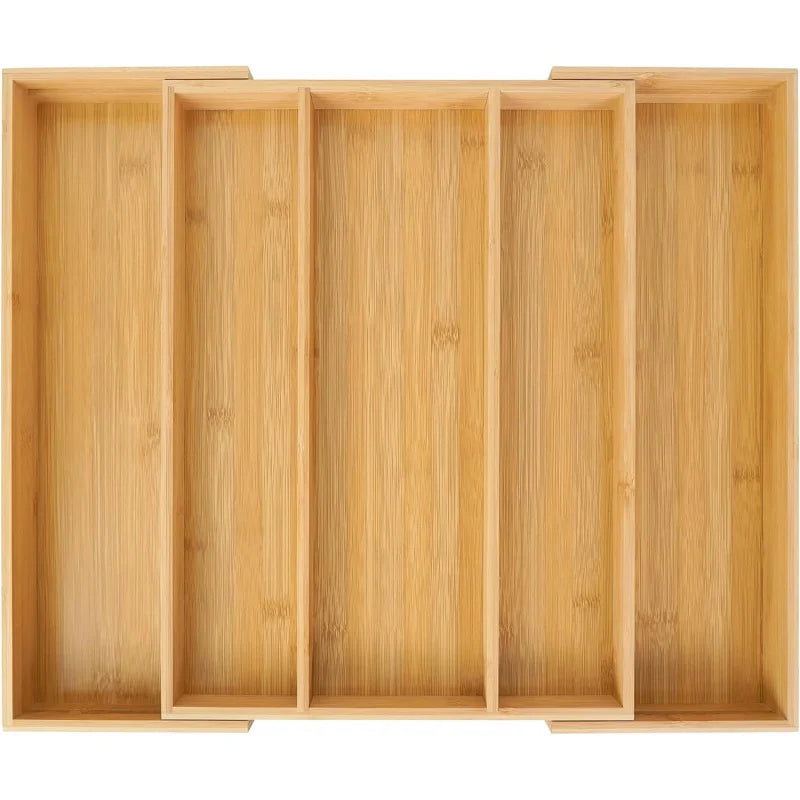 organisateur tiroir cuisine bambou réglable vaisselle couteaux fourchettes cuillères pince sel moderne