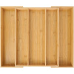 organisateur tiroir cuisine bambou réglable vaisselle couteaux fourchettes cuillères pince sel moderne