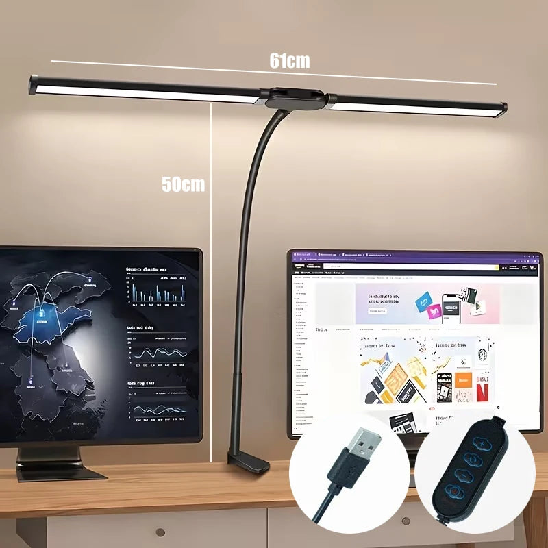 lampe led noir moderne réglable 5v couleurs 10 niveaux usb adaptable clip