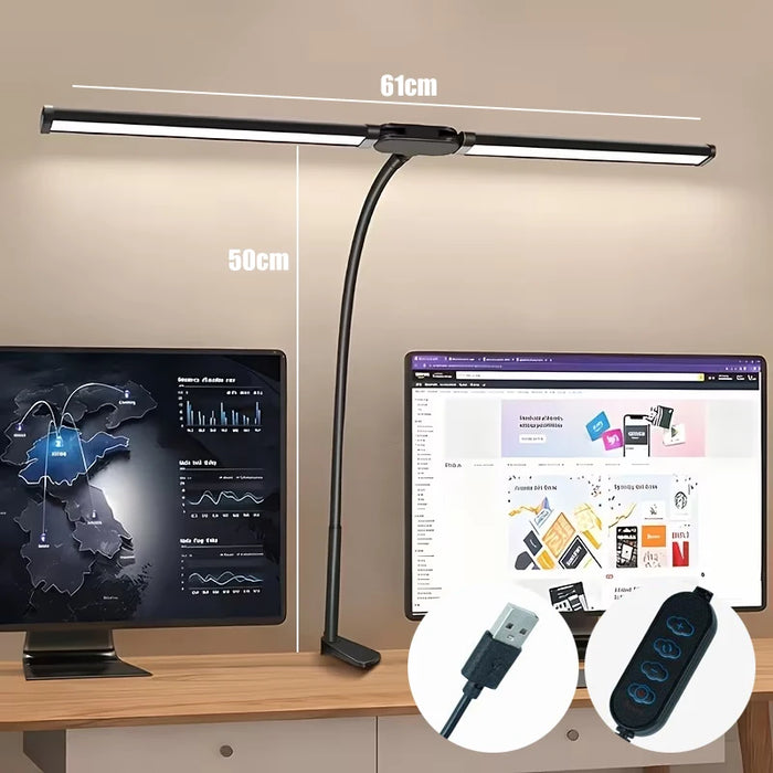 lampe led noir moderne réglable 5v couleurs 10 niveaux usb adaptable clip
