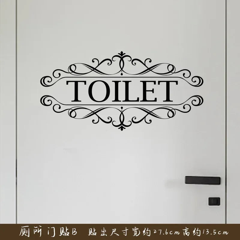 autocollants mural ornements floraux texte bathroom toilet adhésif classique vintage chambre salle bains porte