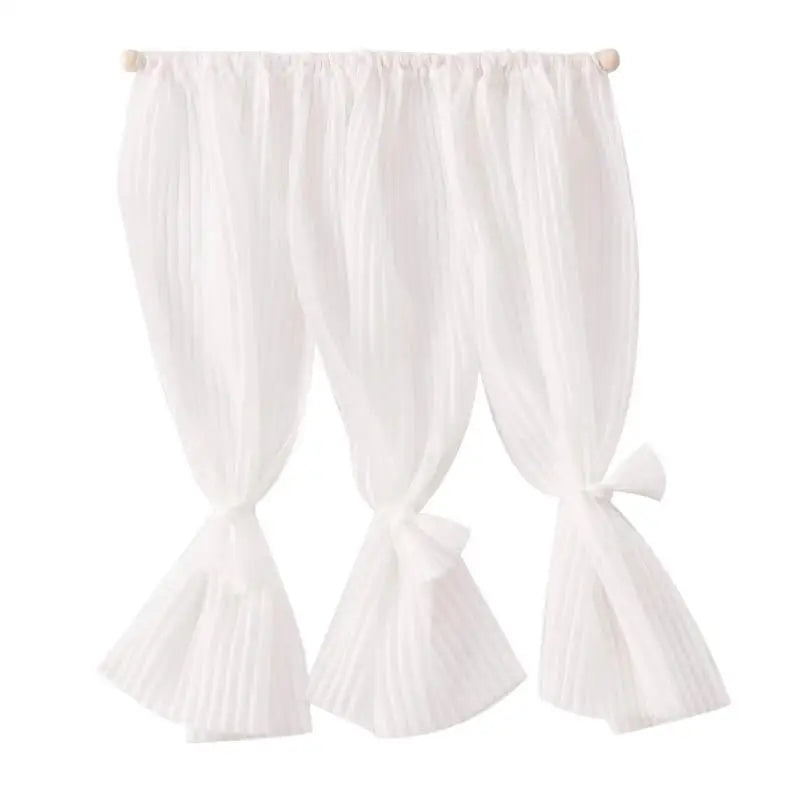 rideaux blancs décoratifs nœuds fins mousseline soie légère chambre salon miniature 12ème