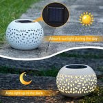 lampe solaire blanche perforations feuilles classique éclairage extérieur jardin patio autoon autonome led ip65