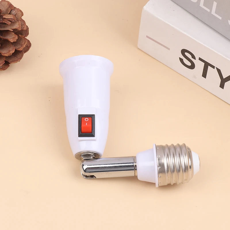 adaptateur lampe blanc chrome moderne interrupteur rotatif vis E27 adhésif flexible conversion douille support