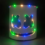 masque lumineux éva adhésif blanc noir yeux noirs sourire néon multicolore fête moderne