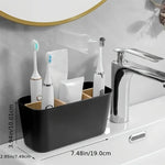 organisateur vanity bois blanc noir rangement brosses électriques tubes dentifrice minimaliste moderne