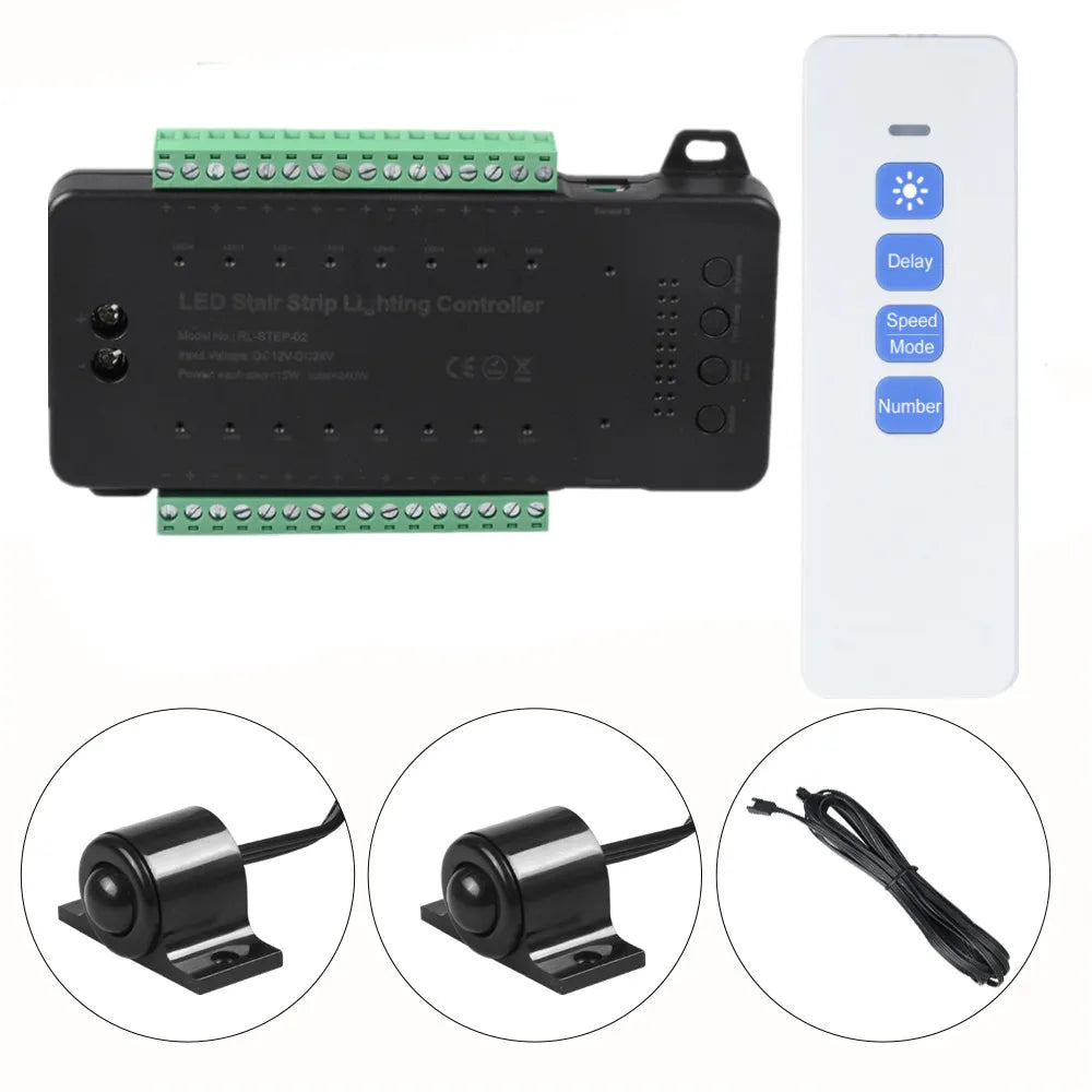 contrôleur led escalier pIR motion sensor télécommande câbles modernes 12v 24v