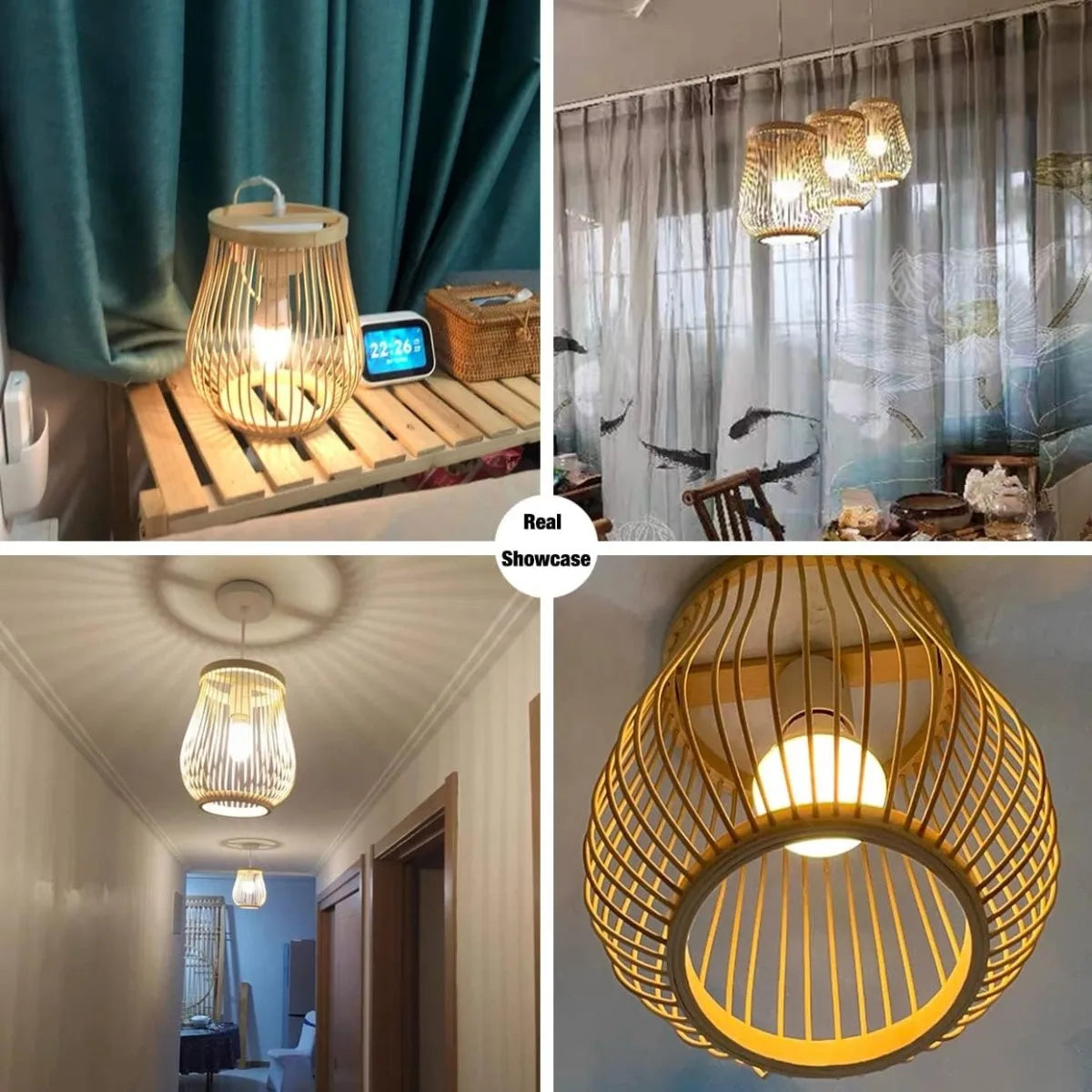 lampe suspendue rattan spirale moderne minimaliste naturel led 90 260v e27