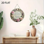 décoration murale ronde rose feuillage rustique bois religieux entrée maison bar