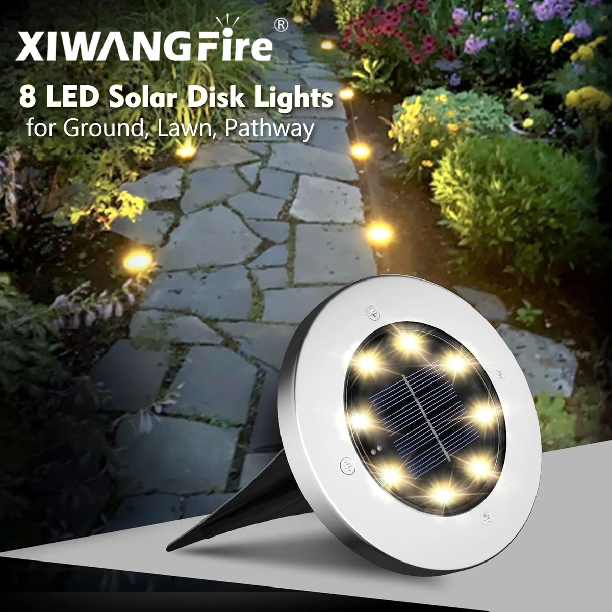 éclairage solaire led argenté ip65 protection inoxydable moderne 20ledextérieur jardin