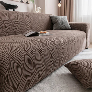 housse canapé velours motif rayures ondulées moderne vert olive marron coussin d'appoint