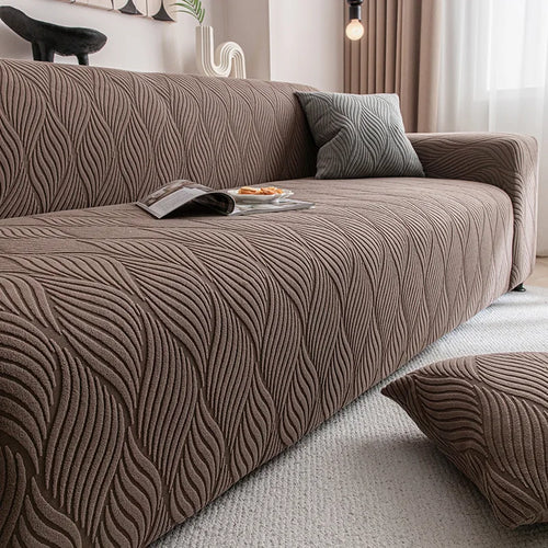 housse canapé velours motif rayures ondulées moderne vert olive marron coussin d'appoint
