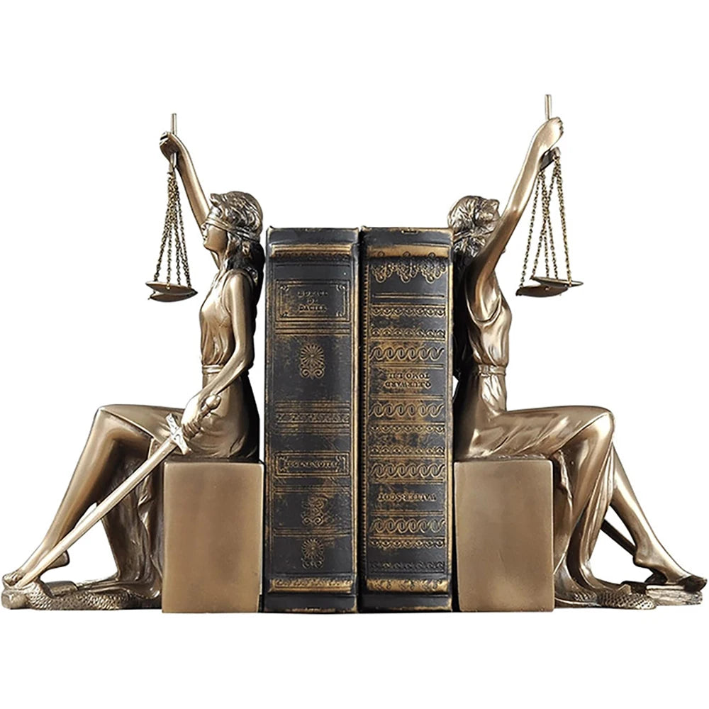 statue justice bronze doré balances épée serre livres classique allégorie livres différents tailles personnification