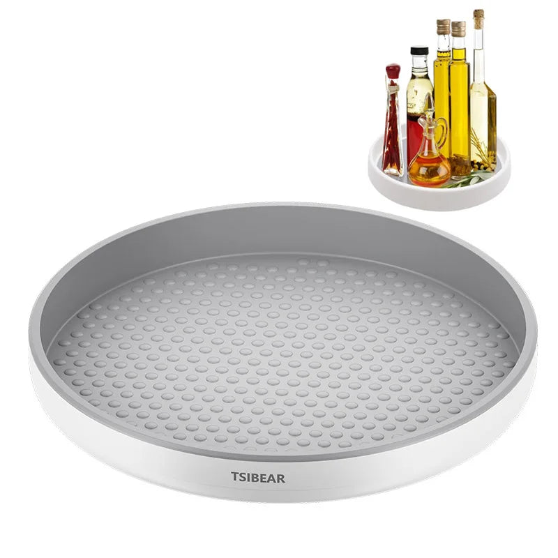 plateau tournant gris blanc perforé moderne adhésif réutilisable pp multifonction 25cm 30cm cuisine épices