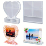 moules silicone résine cadre photo forme cœur rectangle décoratif paillettes motifs floraux