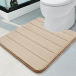 tapis toilette salle bain gris foncé rayures horizontales antidérapant mousse mémoire forme moderne confortable