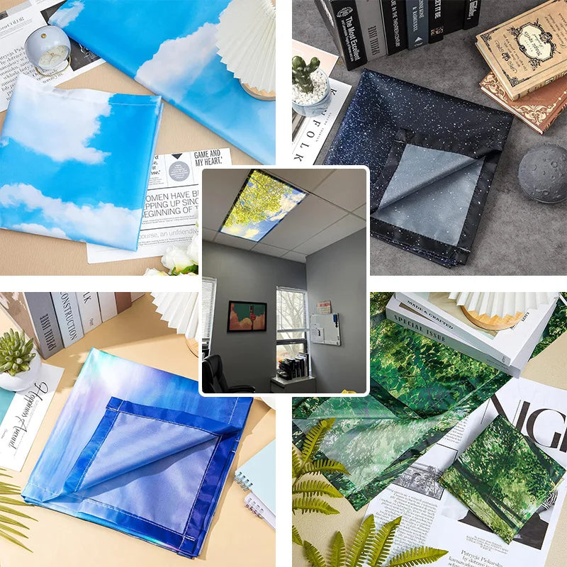 cache lumiere moderne nuages feuilles étoiles coraux adhésif bleu blanc vert noir