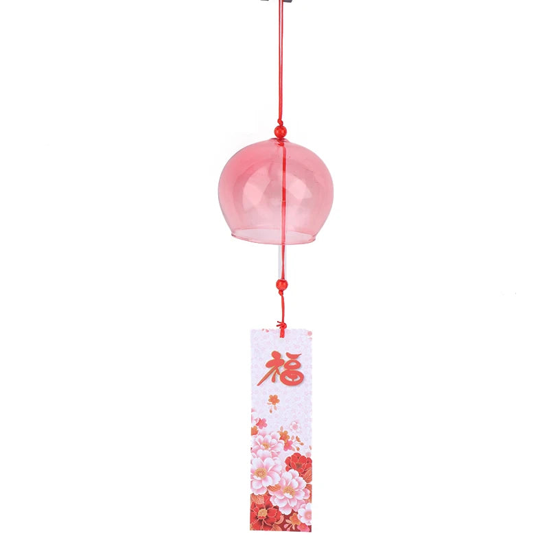 cloche vent transparente traditionnelle japonaise rose vert jaune bleu clair motifs floraux
