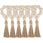 bracelet boho bois pompon jute naturelle blanc rustique