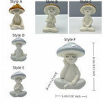 statuette champignon résine polie moderne minimaliste blanc beige marron clair taches blanches texture mat