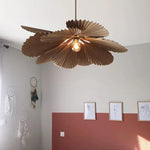 lampe suspendue moderne feuilles plissées marron clair salon chambre lumière blanc neutre chaleureuse