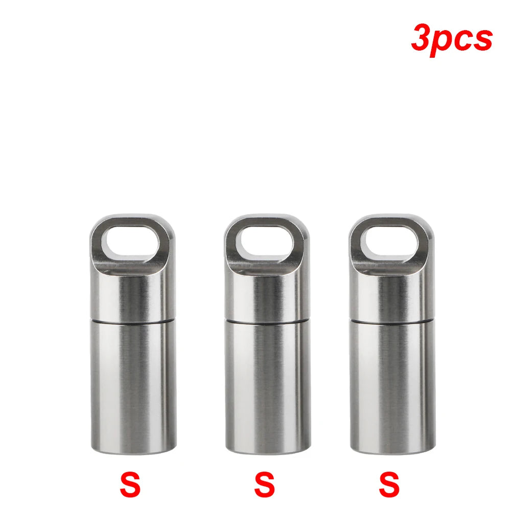 boîte rangement pilules acier inoxydable argenté moderne anneaux bouchons porte clés