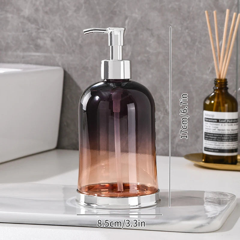 distributeur savon liquide transparent texturé moderne élégant noir bleu rose jaune pompe base dorée