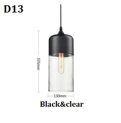 Suspension lumineuse moderne verre translucide câble noir salon chambre