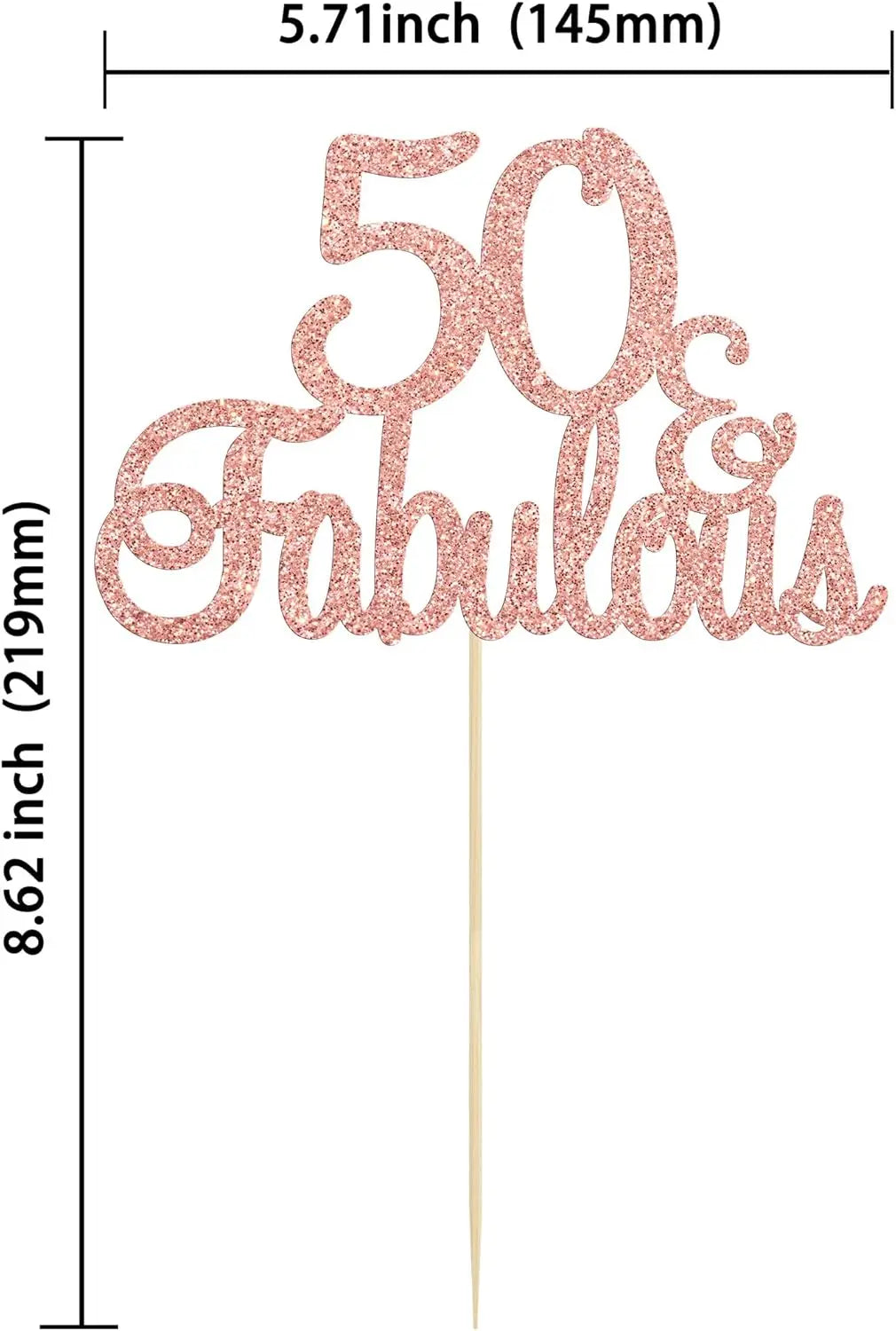 décoration gâteau anniversaire 50 ans rose pailletée lettres brillantes élégantes calligraphie pique bois festives