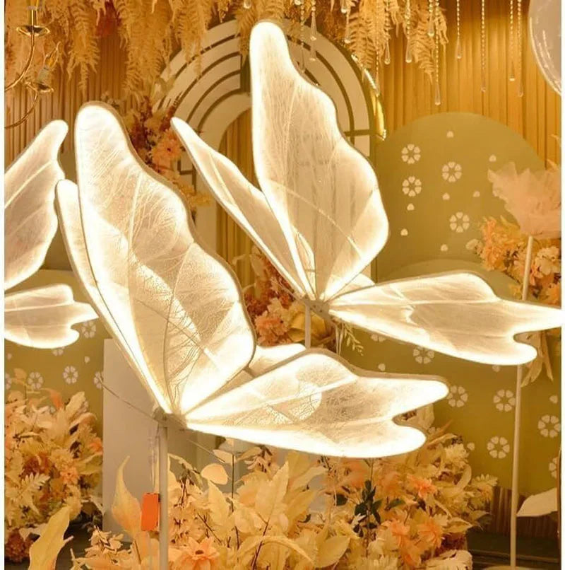papillon blanc moderne lampe sol transparente câble alimentation mariage anniversaire noël valentin