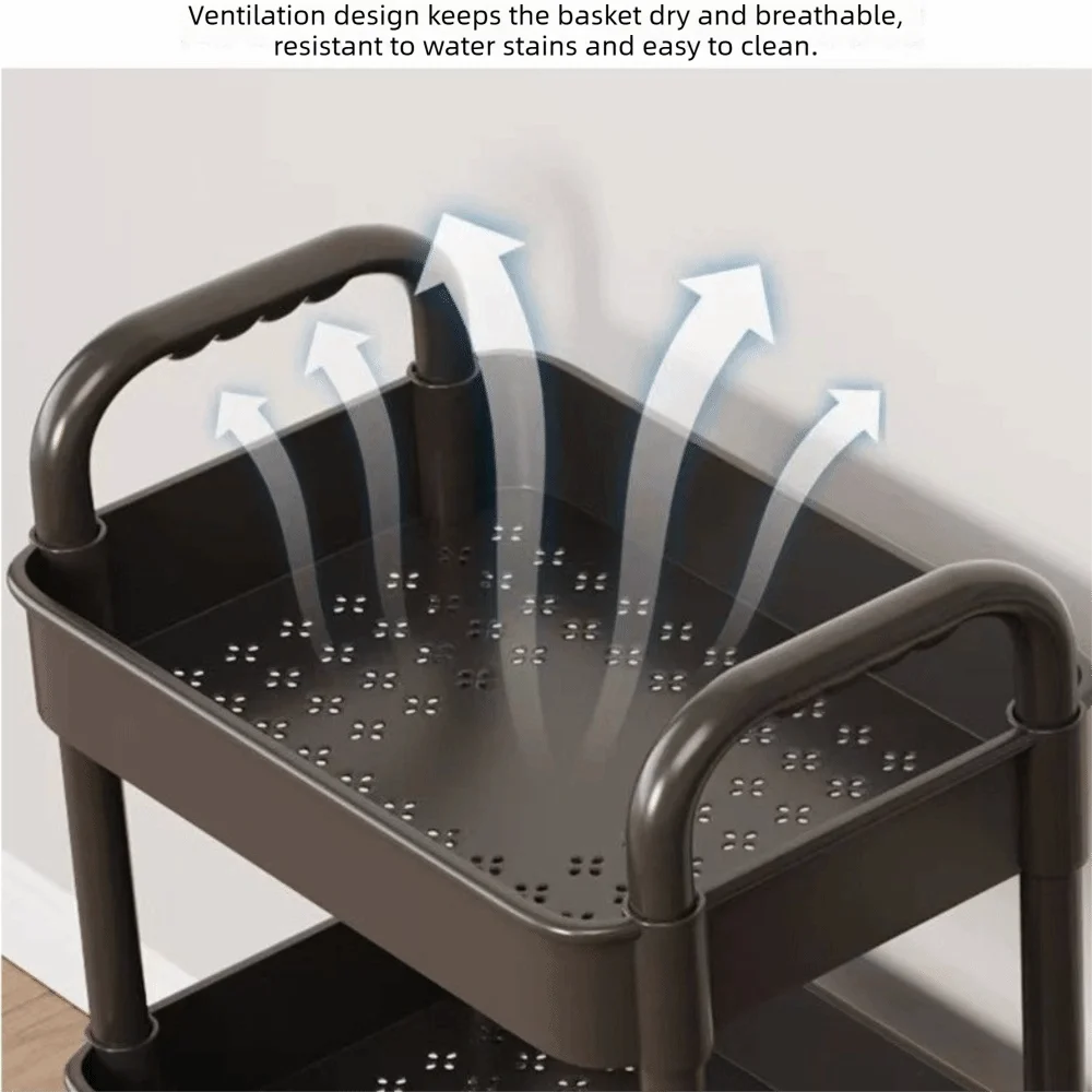 chariot roulette rangement acier inoxydable noir paniers modernes utilisation multiple domestique roulettes poignées