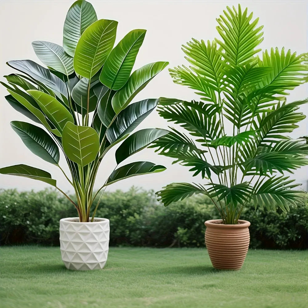 plantes artificielles bananier palmier decoration maison feuilles realistes pots decor tropical