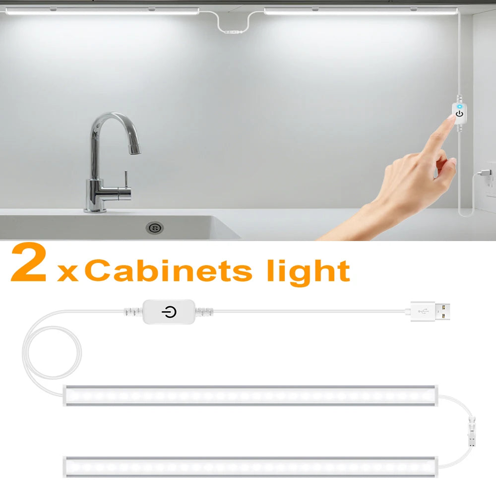 lampe placard led 30cm blanc moderne adhésif interrupteur tactile câble usb