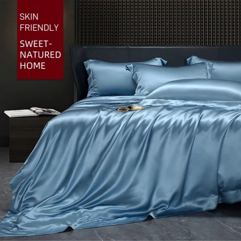 Détail de la housse de couette en soie avec finition quilting