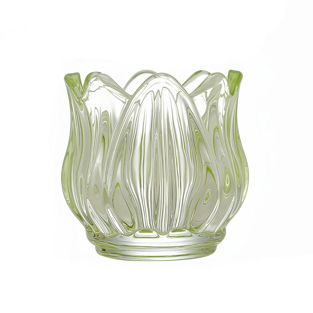 support bougie tulipe moderne rose rouge vert transparentDecoration élégante maison mariage