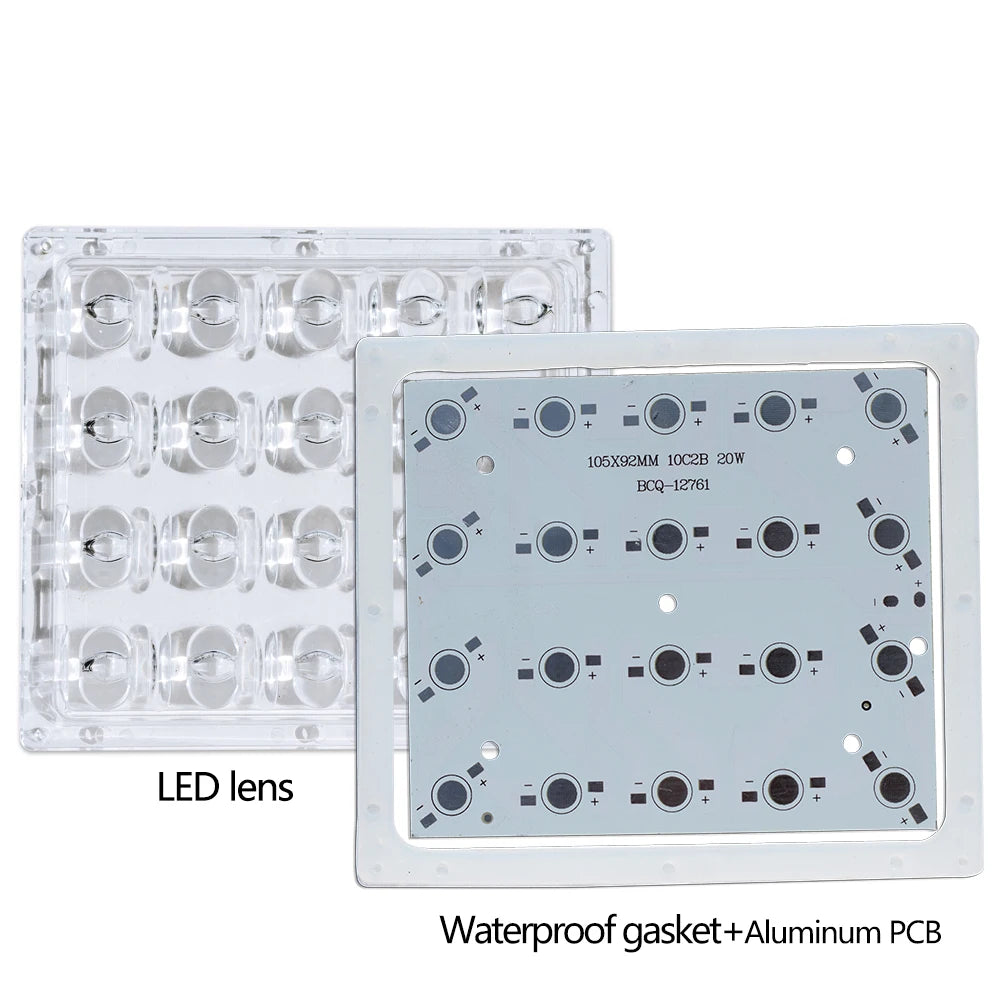 support led pcb aluminium 105mm 92mm lentille réflecteur moderne joint étanche 20w 60w fixations