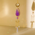 pendentif agate boho chic cristal multicolore opalescent lune soleil étoile